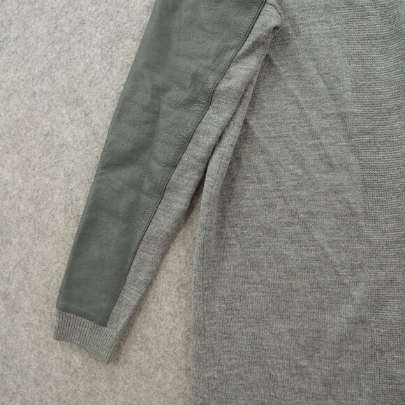 AX Armani Exchange Cardigan Sweater Womens Medium Gray Wool Leather - Picture 5 of 16